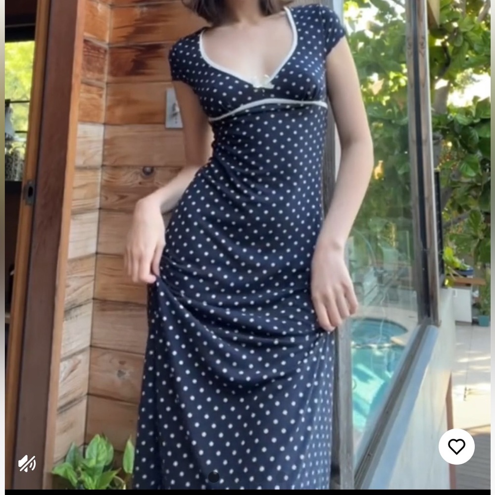 Cider Blue Maxi Sundress Plunge Neckline Sleeveless